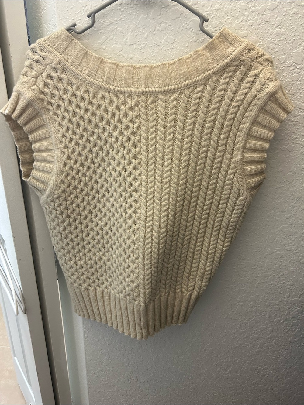Altar'd State Cream Cable Knit V-Neck Sweater Vest - Picture 2 of 3